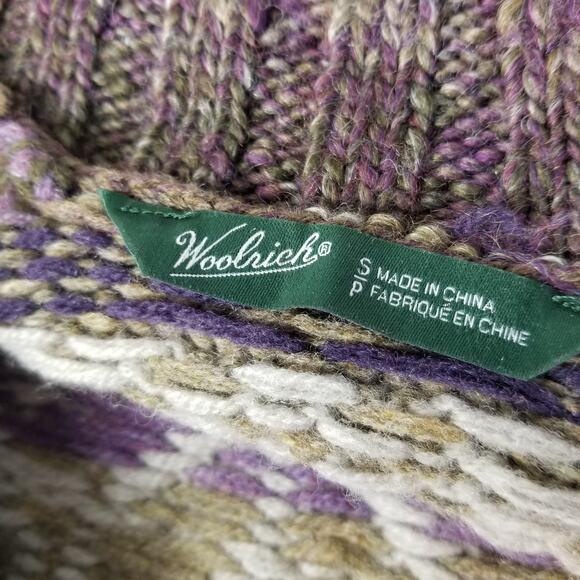 Woolrich Brown Green Purple Wool Lambswool Sweater Vest Size Small Petite - Picture 5 of 6